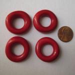4 Qty 28mm Vintage Lucite Red Round Uneven Ring