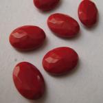 10 Qty 18mm Vintage Red Lucite Faceted Oval..