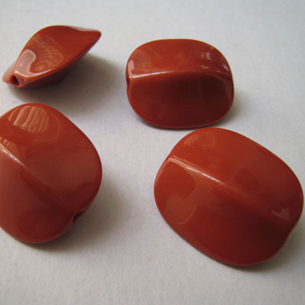 4 Qty 28mm Vintage Lucite Brown Oval Pod Beads