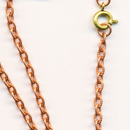 3 Qty 30 Inches Vintage Copper Ribbon Link Chain With Spring Clasp Closure